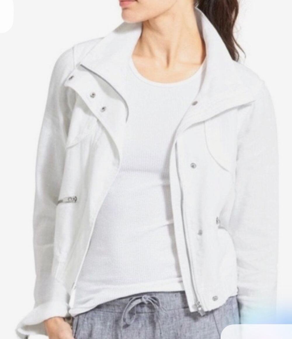Athleta Women's 100% Linen Sahara Full Zip Jacket White Sz S